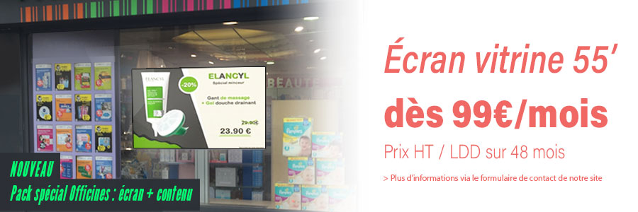 Phillips et Elo Touch, affichage dynamique magasin et vitrine, écran tactile collaboratif et interactif entreprises, pharmacie